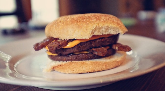 Recipe: Double Bacon Cheeseburger a.k.a. “The One Bun Solution”